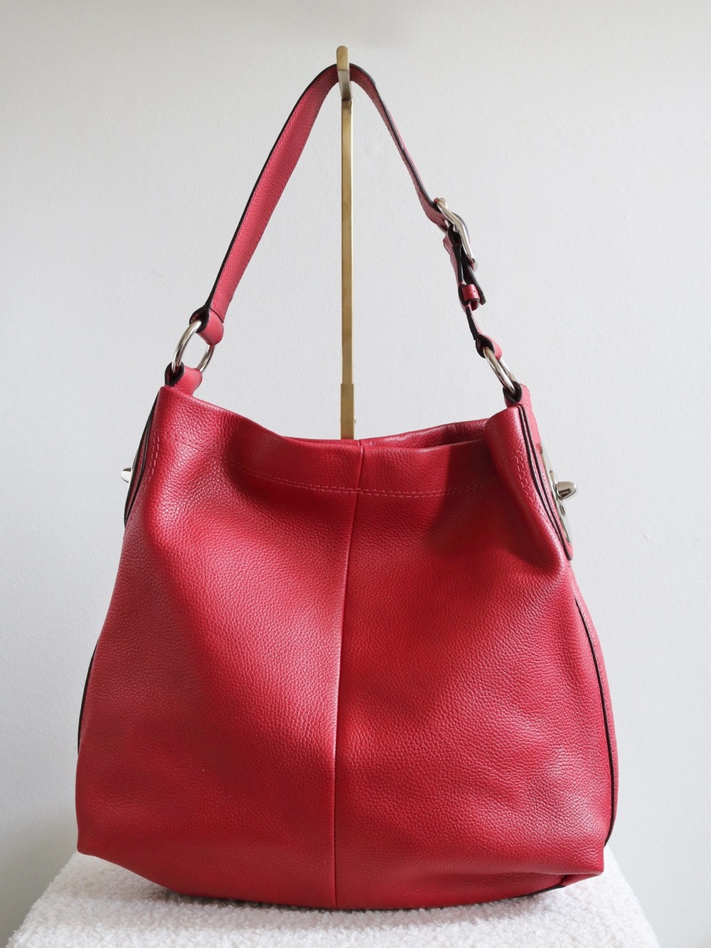 Coach Penelope Hobo Bag Red Silver Hardware